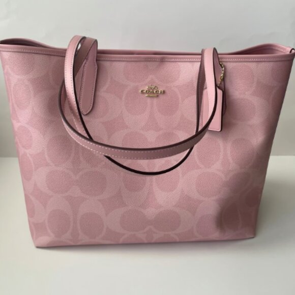 Coach CIty Tote in Signature Canvas (Powder Pink) - Picture 1 of 5